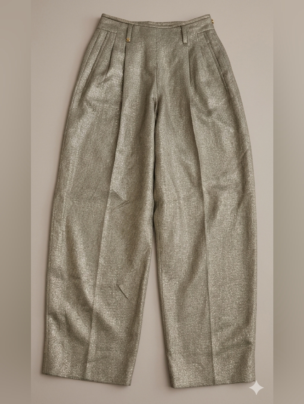Armani Collezioni Shimmery Olive Wide-Leg Trousers